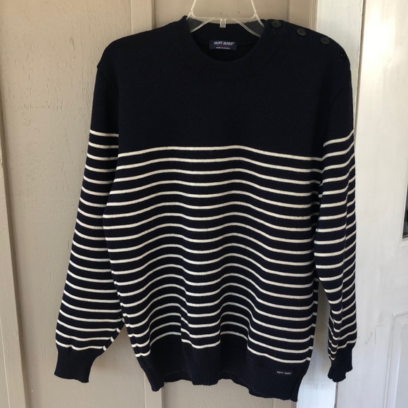 Saint James Other - Saint James Striped Breton Sailor Wool Sweater Navy and Cream Mens Size Large